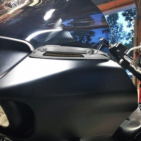 HDBUBALUS Motorcycle LED Windshield Trim Light Running Turn Signal Lights Fit For Harley Touring Road Glide FLTRX FLTRXS FLTRK 2015-up Black in Saudi Arabia