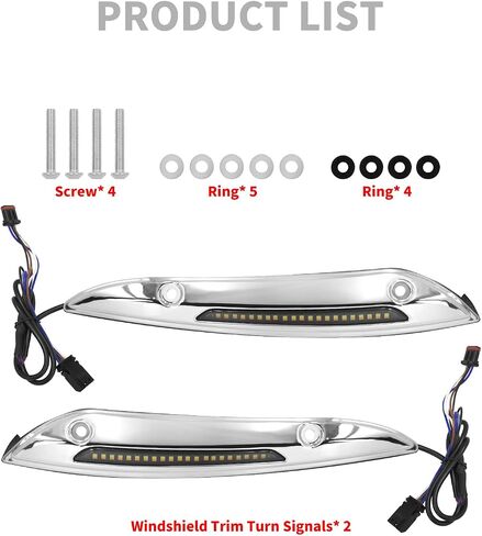 HDBUBALUS Motorcycle LED Windshield Trim Light Running Turn Signal Lights Fit For Harley Touring Road Glide FLTRX FLTRXS FLTRK 2015-up Black in Saudi Arabia