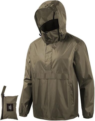 Men's Rain Jacket Waterproof Lightweight Packable Raincoat with Hood for Hiking Travel in Kuwait