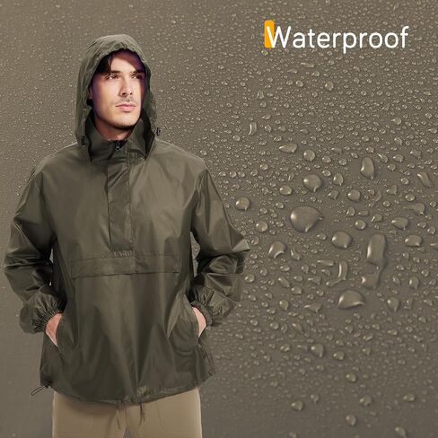 Men's Rain Jacket Waterproof Lightweight Packable Raincoat with Hood for Hiking Travel in Kuwait