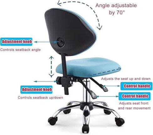 Ergonomic Saddle Stool for Dental Hygienist, Rolling Chair with Backrest & Wheels, Adjustable Tilt Design, Comfortable Professional Stool (Blue Color) in Saudi Arabia