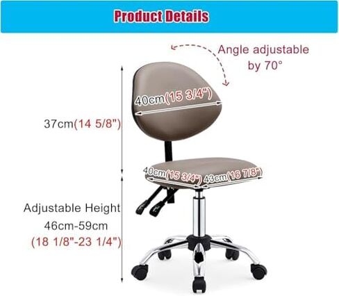 Ergonomic Saddle Stool for Dental Hygienist, Rolling Chair with Backrest & Wheels, Adjustable Tilt Design, Comfortable Professional Stool (Blue Color) in Saudi Arabia