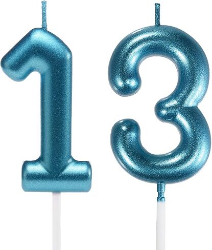 2.35 Inch Gold 13 & 31 Birthday Candles, 3D Diamond Number 13th & 31st Cake Topper for Boys Girls Birthday Party Decorations Theme Party in Kuwait