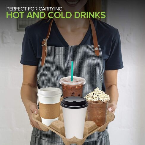 4 Cup Disposable Coffee Tray (75 Count) - Biodegradable and Compostable Cup Holder - Durable Drink Carrier for Hot or Cold Drinks, Uber Eats - to Go Coffee Cup Holder for Food Delivery Service in Saudi Arabia