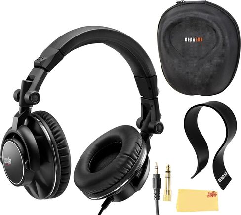 Hercules HDP DJ60 Closed-Back DJ Headphones Bundle with Case, Stand, and Austin Bazaar Polishing Cloth in Saudi Arabia