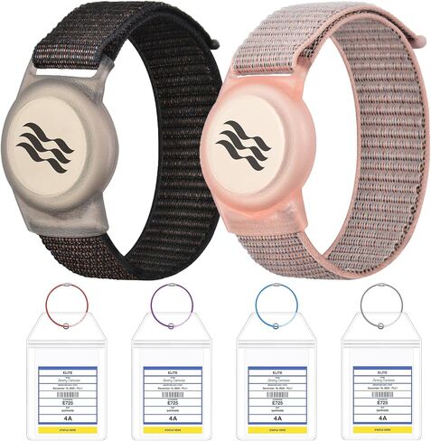 2-Pack-Princess Cruise Medallion Holder-4-Pack Waterproof Clear Luggage Tag-Zip Seal Etag Pouch Zip Seal Etag Bag with 4 Colors Steel Loops for Princess Cruise Medallion,(Black+Grey) in Kuwait