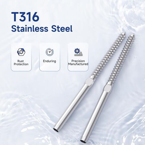 LuckIn 20 Pack 1/8" Cable Railing Hardware Kit, T316 Stainless Steel Right&Left Handed Thread Swage Lag Screws Deck Railing Kit for Wood Posts, Wood Baluster with Wrench in Saudi Arabia