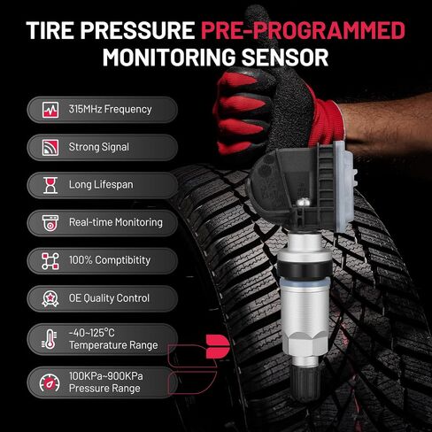 BDFHYK المبرمجة TPMS Sensor 2004 متوافق مع Cadillac Escalade ، متوافق مع Chevry Silverado Stuburda Tahoe GMC Sierra Yukon 315MHz مراقبة ضغط الإطارات يستجيب 15136883 25773946 in Kuwait