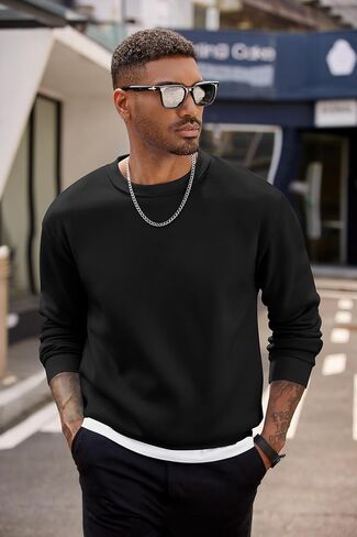 COOFANDY Men's Crewneck Sweatshirts Long Sleeves Fleece Sweatshirts Thermal Casual Pullover Shirt in Saudi Arabia
