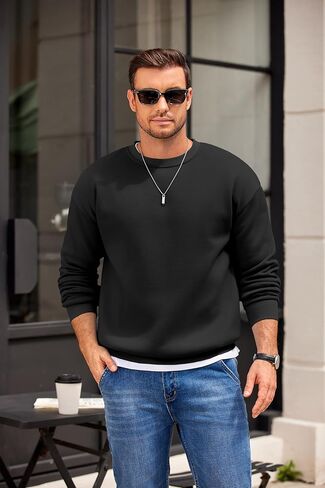 COOFANDY Men's Crewneck Sweatshirts Long Sleeves Fleece Sweatshirts Thermal Casual Pullover Shirt in Saudi Arabia