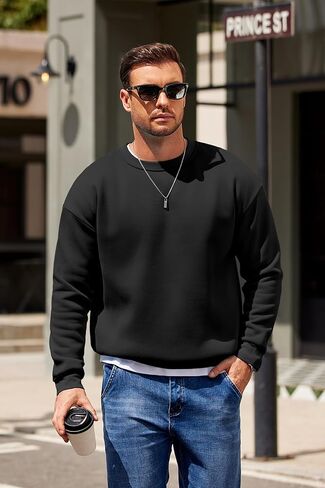 COOFANDY Men's Crewneck Sweatshirts Long Sleeves Fleece Sweatshirts Thermal Casual Pullover Shirt in Saudi Arabia