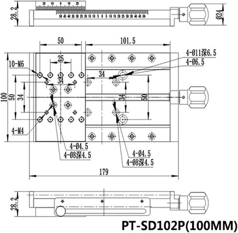 محطة خطية خطية مرحلة خطية 100 * 60 PT-SD102P المرحلة الخطية اليدوية المرحلة الخطية ترجمة المرحلة اليدوية منصة الإزاحة الجدول (PT-SD102P (100 مم)) in Saudi Arabia
