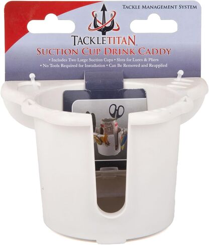 T-H Marine Tackle Titan Single Drink Holder – White – Suction Cup Mount – No-Tool Install – Removable Boat Beverage Holder with Built-in Lure and Pliers Slots – Compact and Portable in Saudi Arabia