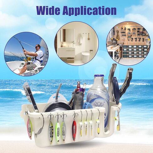 Boat Caddy Organizer, Multifunctional Boat Storage Organizer with Drainage, Drill or T-Bolt 2 Ways Installation for Marine, Kayak, Jon Boat, Bass Boat, Fishing Tool Holder in Saudi Arabia