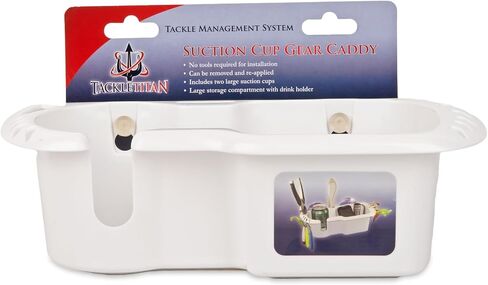 T-H Marine Tackle Titan Boat Gear Caddy Organizer - Weatherproof Fishing Gear Storage with Suction Cup Installation - Large White Tackle Storage Solution for Drinks, Tools, and Accessories in Saudi Arabia