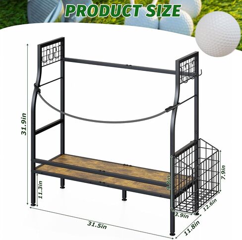 Golf Bag Organizer for Garage Storage, Golf Organizer Storage Rack Fits 2 Golf Bags, Mens Golf Bag Stand for Golf Bag Accessories, Metal & Wood Golf Bag Holder for Home, Club, Cool Golf Gifts for Men in Kuwait