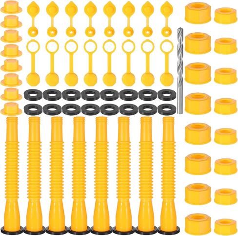 Gas Can Spout Replacement Kit, (8 Kit-Yellow) Gas Can Nozzle Set - Includes Cans Cap, Spout Sealing Cap,Vent Caps, Flexible Pour Nozzle for 1/2/5/10 Gallon Cans in Saudi Arabia