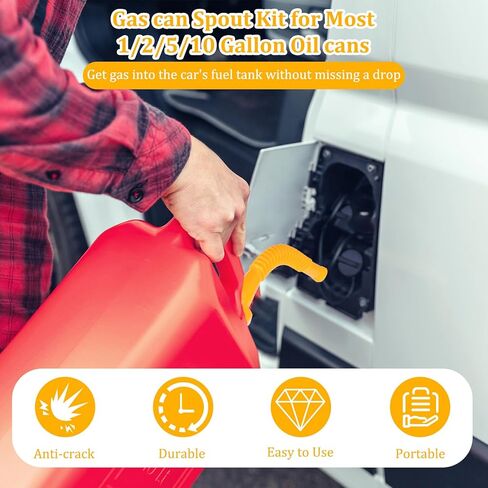Gas Can Spout Replacement Kit, (8 Kit-Yellow) Gas Can Nozzle Set - Includes Cans Cap, Spout Sealing Cap,Vent Caps, Flexible Pour Nozzle for 1/2/5/10 Gallon Cans in Saudi Arabia