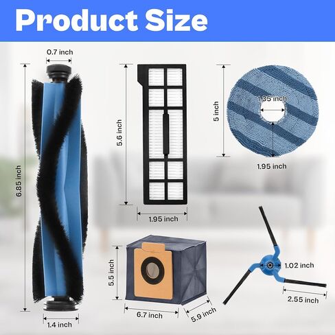 X10 Pro Omni Accessories fit for Eufy X10 Pro Omni Robot Vacuum, include 6 Dust-Bags, 4 Side Brushes, 4 Mop Pads, 2 Main Roller Brushes, 4 Filters, 1 Cleaning Brush LUXRILIX in Saudi Arabia