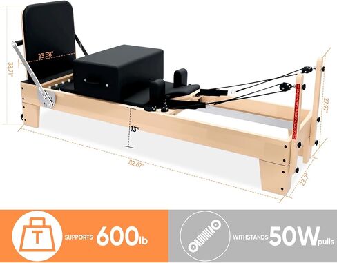 Professional Pilates Reformer Machine with Jumpboard, Reformer Box & Foot Straps – Studio-Grade Wood Frame Equipment for Home Workouts, Adjustable Resistance & Smooth Glide System in Kuwait