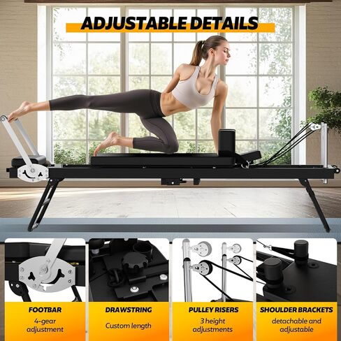 Foldable Pilates Reformer for Home Use, Portable Pilates Machine Reformer with Adjustable Resistance, Springs and Cords, Compact, Lightweight, Perfect for Home Gym, Maximum Load 400 LBS in Saudi Arabia