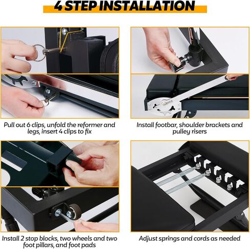 Foldable Pilates Reformer for Home Use, Portable Pilates Machine Reformer with Adjustable Resistance, Springs and Cords, Compact, Lightweight, Perfect for Home Gym, Maximum Load 400 LBS in Saudi Arabia