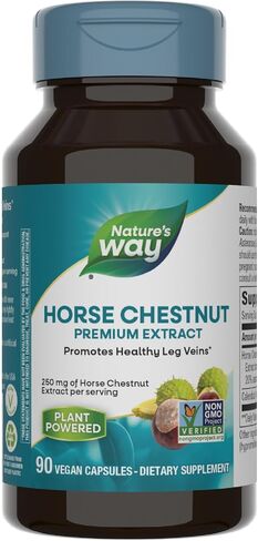 Nature Way Horse Chestnut ، Extract Premium ، يعزز عروق الساق الصحية*، 250 ملغ لكل وجبة ، نباتي ، 90 كبسولة in Saudi Arabia