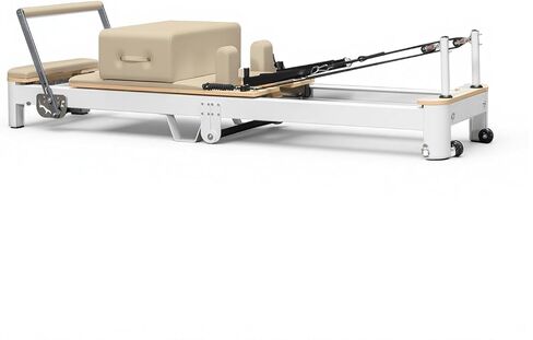 بيلاتس قابلة للطي المصلح والمعدات - بيلاتيس آلة تمرين مصلحة لصالة الألعاب الرياضية المنزلية مع إكسسوارات الإصلاحية ، صندوق الإصلاحية ، لوحة القفز المبطنة - حتى 300 رطل القدرة in Kuwait