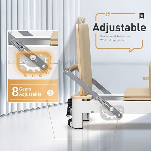 بيلاتس قابلة للطي المصلح والمعدات - بيلاتيس آلة تمرين مصلحة لصالة الألعاب الرياضية المنزلية مع إكسسوارات الإصلاحية ، صندوق الإصلاحية ، لوحة القفز المبطنة - حتى 300 رطل القدرة in Kuwait