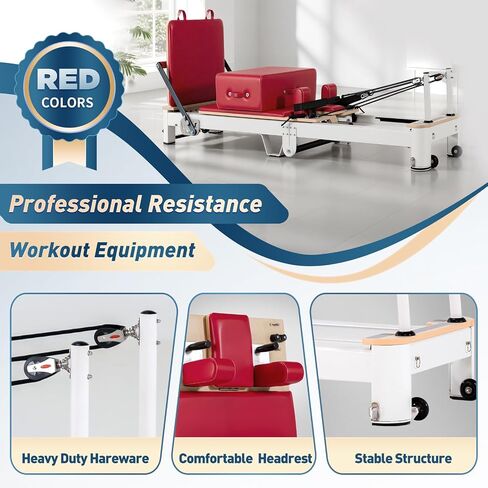 Foldable Pilates Reformer & Equipment - Pilates Reformer Workout Machine for Home Gym with Reformer Accessories, Reformer Box, Padded Jump Board - Up to 300 lbs Weight Capacity in Saudi Arabia