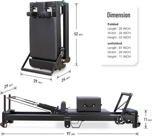 Pilates Reformer Machine, Aluminum Foldable Pilates Machine,Pilates Fitness Equipment for Home and Studio in Kuwait