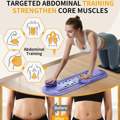 7-in-1 Pilates Boarder المصلح ، Poltable Pilates Board Pilates Pilates Pilates معدات مصلحة مع مؤقت للتدريبات المنزلية مع Mance Bands Core Glider Push-Up Machine Pilates Pilates in Saudi Arabia