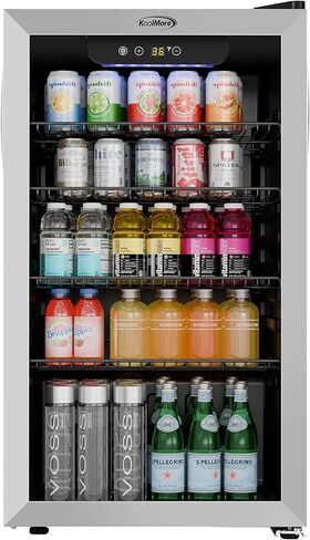KoolMore 18 in. 3.2 Cu. Ft. Beverage Refrigerator Merchandiser with Stainless Steel Trim and Touch Panel For Soda, Beer or Wine Perfect for Use in a Commercial or Home Setting, ETL Listed (KM-BR32SS) in Saudi Arabia