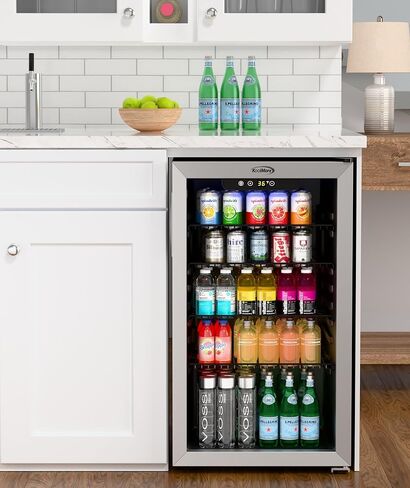 KoolMore 18 in. 3.2 Cu. Ft. Beverage Refrigerator Merchandiser with Stainless Steel Trim and Touch Panel For Soda, Beer or Wine Perfect for Use in a Commercial or Home Setting, ETL Listed (KM-BR32SS) in Saudi Arabia