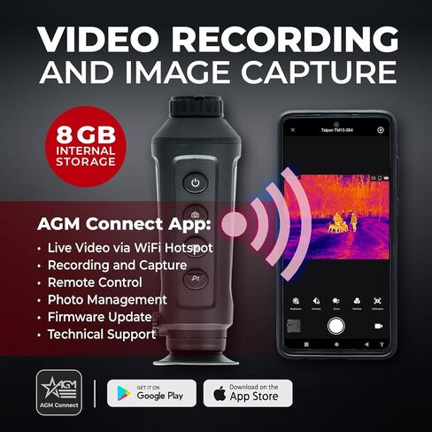 AGM Global Vision Taipan Thermal Imaging Monocular for Hunting 12μm Sensor, Hot Spot Tracking, 8× Digital Zoom, Video Recording, WiFi, IP67 Waterproof in Saudi Arabia