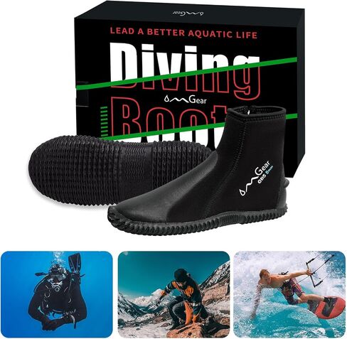 OMGEAR NEOPRERENE DIVIVE BOOTS 3MM 5MM BOOTS غطس الزعانف مع المطاط Snorkeling Gear Scuba Scuba in Kuwait