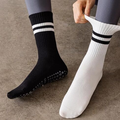 Pilates Socks Yoga Socks with Grips for Women Non Slip Barefoot Workout Crew Sock for Pregnant Ballet Dance in Kuwait
