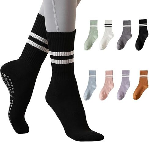 Pilates Socks Yoga Socks with Grips for Women Non Slip Barefoot Workout Crew Sock for Pregnant Ballet Dance in Kuwait