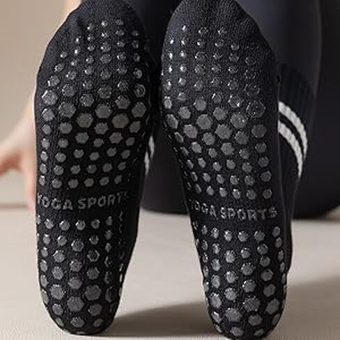 Pilates Socks Yoga Socks with Grips for Women Non Slip Barefoot Workout Crew Sock for Pregnant Ballet Dance in Kuwait