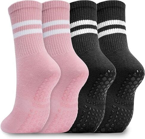 Pilates Socks Yoga Socks with Grips for Women Non Slip Barefoot Workout Crew Sock for Pregnant Ballet Dance in Kuwait