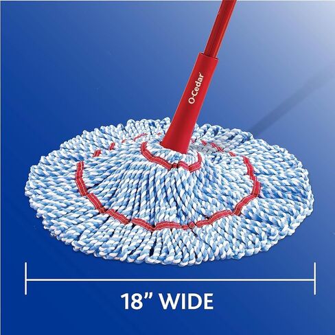 O-Cedar Microtwist Max Microfiber Twist Mop مع 2 عبوات إضافية | يتميز بالهبوط الخالي من اليدين | رأس ممسحة كبير 18 بوصة | آمنة في جميع أنواع الطابق ، الأحمر in Kuwait