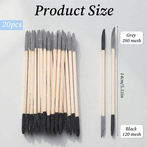 150/280 الحصباء الصنفرة الرملية المزدوجة الطرفية Matchsticks Twigs Twigs 5 × 0.2 بوصة التفاصيل الدقيقة أداة للمساحات الضيقة النماذج البلاستيكية الطراز الخشبي (20 PCS) in Saudi Arabia