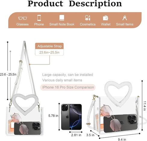 Clear Bag for Stadium Events, Clear Tote Bags for Women, Stadium Purses for Concerts Sports Fans in Kuwait