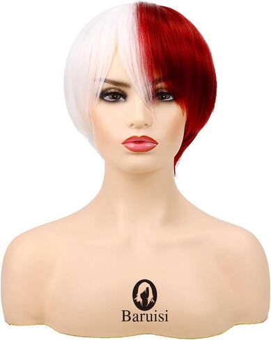 Baruisi Highlight Blonde Bob Wig with Bangs Short Straight Synthetic Dark Roots Women Wig Daily Party Use in Saudi Arabia