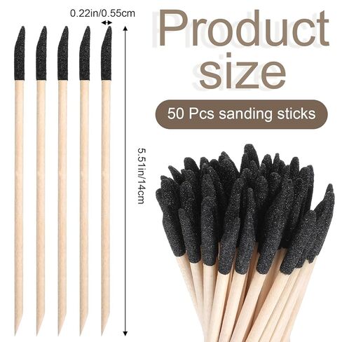 50 PCS Wooden Sanding Sticks Polishing Tools 280 Grit Wood Small Sander Sanding Twigs Fine Detailing Tools Tight Spaces for Plastic Models Wood Hobby 5.5 x 0.2 Inch in Kuwait