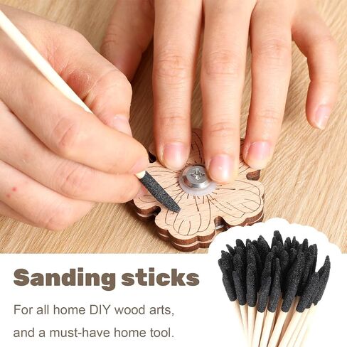 50 PCS Wooden Sanding Sticks Polishing Tools 280 Grit Wood Small Sander Sanding Twigs Fine Detailing Tools Tight Spaces for Plastic Models Wood Hobby 5.5 x 0.2 Inch in Kuwait