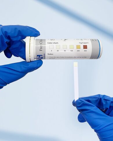 0-500 ppm Chlorine Test Strips for Restaurant Sanitizer Test Kit, 100 Strips per Vial, Bleach Test Strips, Testing Kit for Food Service, Bars, Hotels, Kitchen Supplies, Food Trucks, Daycare, Factory in Saudi Arabia
