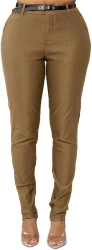 Women's Skinny Pants with 3 Pockets - Lightweight & Breathable Stretch Work Pants Women - Business Casual Bottoms, Red, Medium in Saudi Arabia