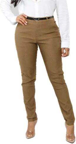 Women's Skinny Pants with 3 Pockets - Lightweight & Breathable Stretch Work Pants Women - Business Casual Bottoms, Red, Medium in Saudi Arabia
