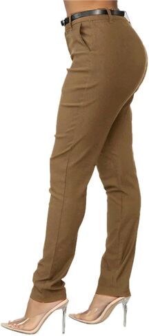 Women's Skinny Pants with 3 Pockets - Lightweight & Breathable Stretch Work Pants Women - Business Casual Bottoms, Red, Medium in Saudi Arabia